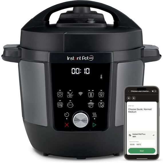 Instant Pot Plus 9-in-1-Multikocher 5,7 l – Gebürsteter Edelstahl, Schnellkochtopf, Schongarer, Reiskocher, Sauteuse, Joghurtbereiter, Speisenwärmer, Dampfgarer, Vakuumgarer, Sterilisator