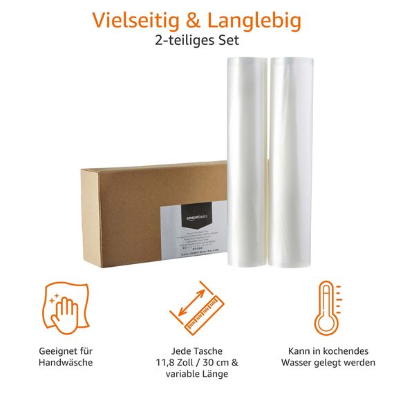Amazon Basics 30 cm x 600 cm, 2 Rollen für Vakuumierer