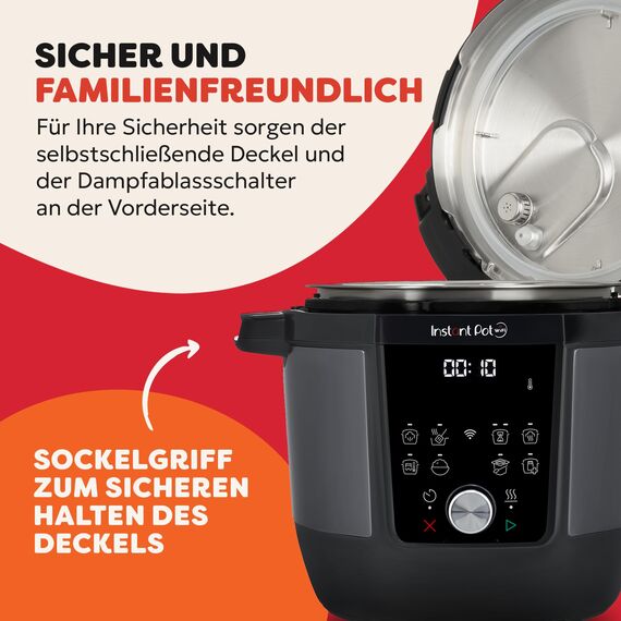 Instant Pot Plus 9-in-1-Multikocher 5,7 l – Gebürsteter Edelstahl, Schnellkochtopf, Schongarer, Reiskocher, Sauteuse, Joghurtbereiter, Speisenwärmer, Dampfgarer, Vakuumgarer, Sterilisator