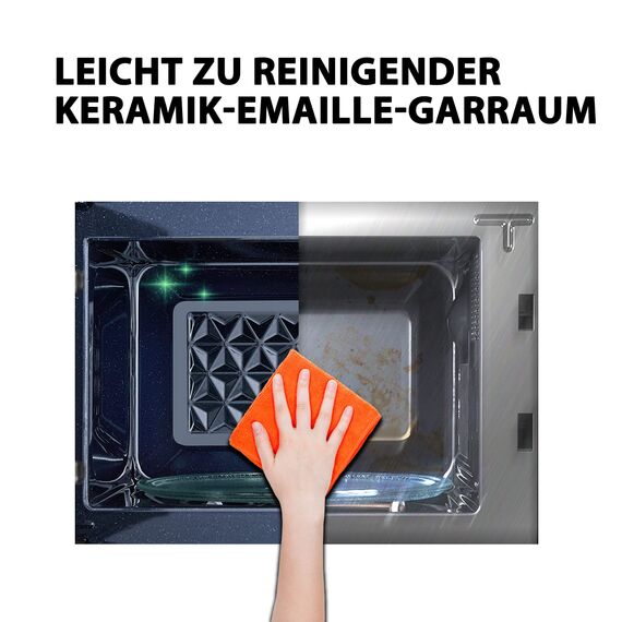 Toshiba MV-AM20T(BK) Mikrowelle/Solo-Mikrowelle/ 20 L/ 800 W/ 5 Leistungsstufen/ 12 Automatikprogramme/Emaille Innenraum/einfach zu reinigen/Auftaufunktion/Glasdrehteller (24,5 cm) /Schwarz