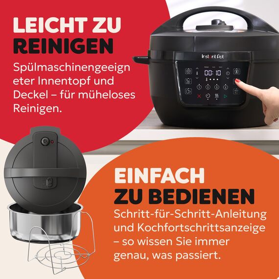 Instant Pot Multikocher XL 7.1L 7-in-1 Smart Cooker - Schnellkochtopf, Schongarer, Reiskocher, Sautierpfanne, Joghurtbereiter, Dampfgarer und Speisewärmer, Schwarz
