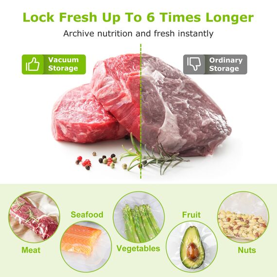 Bonsenkitchen Vakuumrollen 2 Rollen 20cm x 5m+2 Rollen 28cm x 5m Vakuumierfolie - Profi Vakuumbeutel für Vakuumierer Lebensmittel Vakuumiergerät, Kochfest und Sous Vide Gefrierbeutel, BPA-frei, VB42