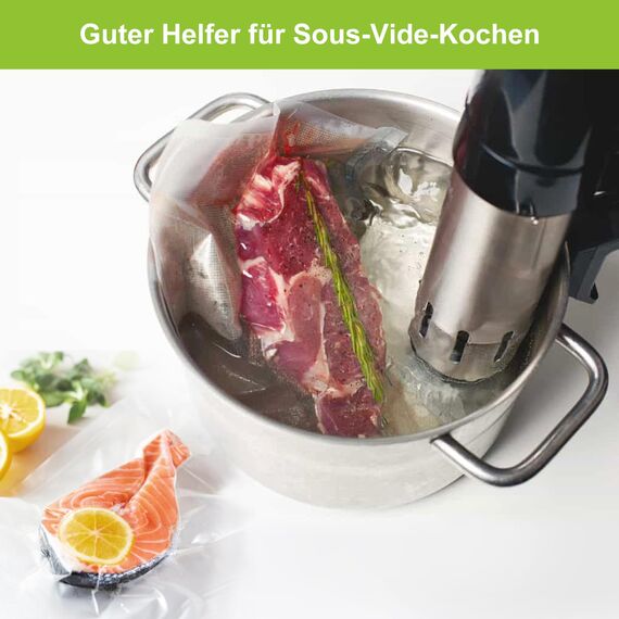 Bonsenkitchen Vakuumierbeutel 2 Rollen 30x600 cm- Profi Vakuumrollen für Vakuumierer, Lebensmittel Vakuumbeutel für Vakuumiergerät, Kochfest & Sous Vide Gefrierbeutel, BPA-frei, VB3216
