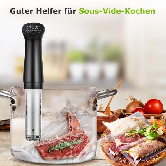 Bonsenkitchen Vakuumrollen 2 Rollen 20x600cm Vakuumierfolie - Profi Vakuumbeutel für Vakuumierer & Lebensmittel Vakuumiergerät, Kochfest und Sous Vide Gefrierbeutel, BPA-frei, VB3206