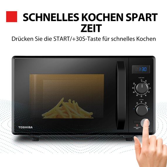 Toshiba MW2-AG23PF(BK) Mikrowelle / 3-in-1 Mikrowelle mit Grill & Kombi-Funktion/Freistehend / 23L / 900W / 1000W Grill/energiesparender ECO-Funktion/Drehteller mit Positionsspeicher/Schwarz