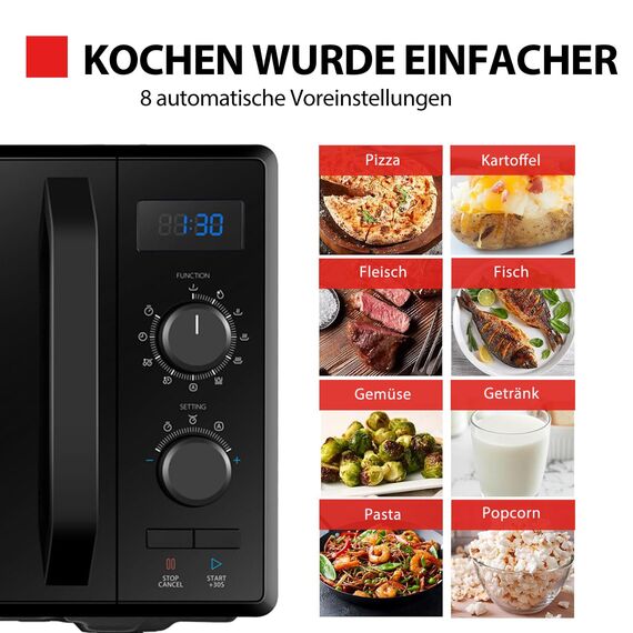 Toshiba MW2-AG23PF(BK) Mikrowelle / 3-in-1 Mikrowelle mit Grill & Kombi-Funktion/Freistehend / 23L / 900W / 1000W Grill/energiesparender ECO-Funktion/Drehteller mit Positionsspeicher/Schwarz