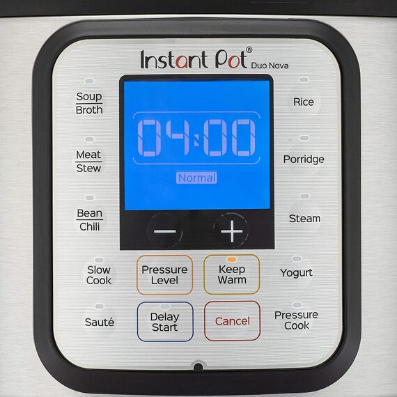 Instant Pot Duo Nova 7-in-1 Smart Cooker 10 L - Elektrischer Mehrzweck-Schnellkochtopf, Schongarer, Reiskocher, Sauteuse, Joghurtbereiter, Dampfgarer & Speisenwärmer, Edelstahl Silber