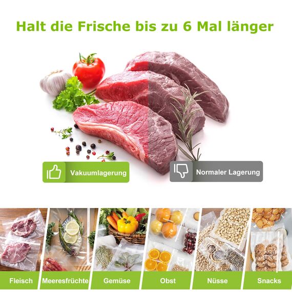 Bonsenkitchen Vakuumrollen 2 Rollen 28x600cm Vakuumierfolie - Profi Vakuumbeutel für Vakuumierer & Lebensmittel Vakuumiergerät, BPA-frei, Kochfest und Sous Vide Gefrierbeutel, VB3207