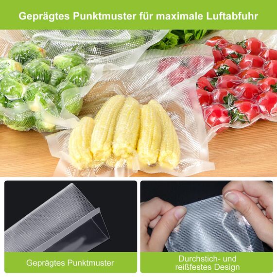Bonsenkitchen Vakuumierbeutel 2 Rollen 30x600 cm- Profi Vakuumrollen für Vakuumierer, Lebensmittel Vakuumbeutel für Vakuumiergerät, Kochfest & Sous Vide Gefrierbeutel, BPA-frei, VB3216