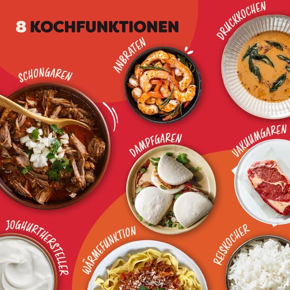Instant Pot Plus 9-in-1-Multikocher 5,7 l – Gebürsteter Edelstahl, Schnellkochtopf, Schongarer, Reiskocher, Sauteuse, Joghurtbereiter, Speisenwärmer, Dampfgarer, Vakuumgarer, Sterilisator