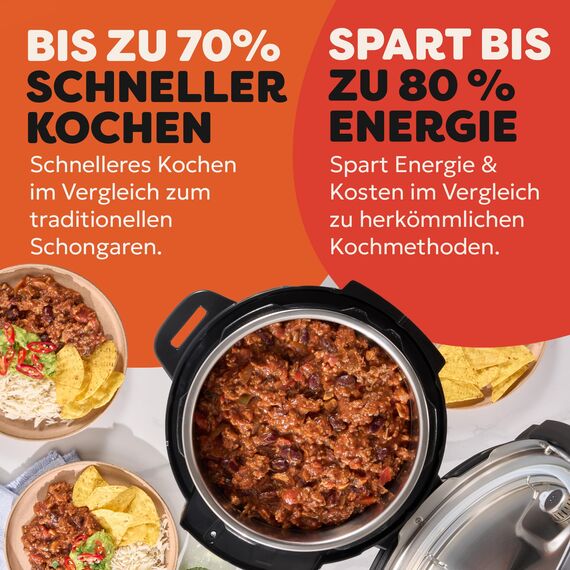 Instant Pot Multikocher XL 7.1L 7-in-1 Smart Cooker - Schnellkochtopf, Schongarer, Reiskocher, Sautierpfanne, Joghurtbereiter, Dampfgarer und Speisewärmer, Schwarz