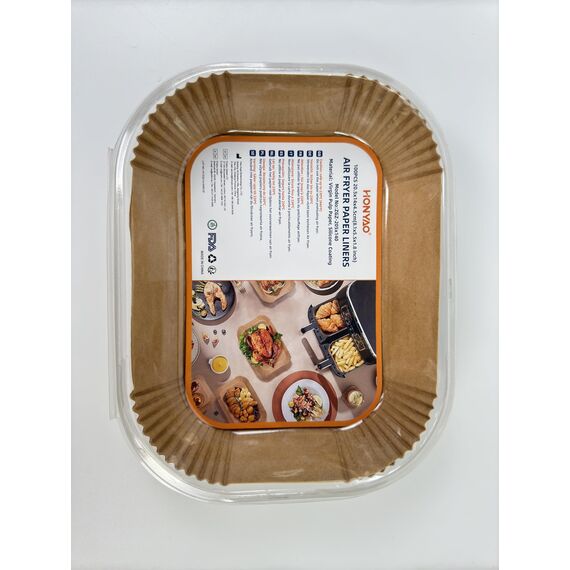 Backpapier für Heißluftfritteuse mit Doppelkammer, HONYAO 100 Stück 20,5x14cm Rechteckig Airfryer Papier Liners kompatibel mit Ninja Dual/Double Stack, und Anderen Dual Zone Air Fryer