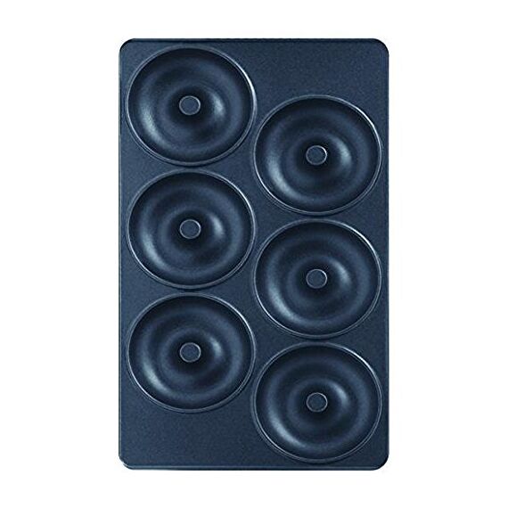 Tefal Platte Backform Donuts Nummer 11, passend für Tefal Snack Collection SW852, SW853, SW854, SW857 und Snack Time SW341, SW342, Rezepte, Aufbewahrungs-Box, spülmaschinengeeignet, schwarz, XA8011