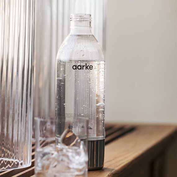 Aarke PET-Flasche für Wassersprudler Carbonator 3, BPA-frei mit Details in Edelstahl, 1000ml