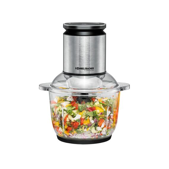 ROMMELSBACHER Multi Zerkleinerer MZ 600, 2,0 Liter Glasbehälter, 22-stufige Drehzahlregulierung, kraftvoller Motor, 6-flügeliges Edelstahl-Spezialmesser, Messerachse und Motorkupplung aus Edelstahl