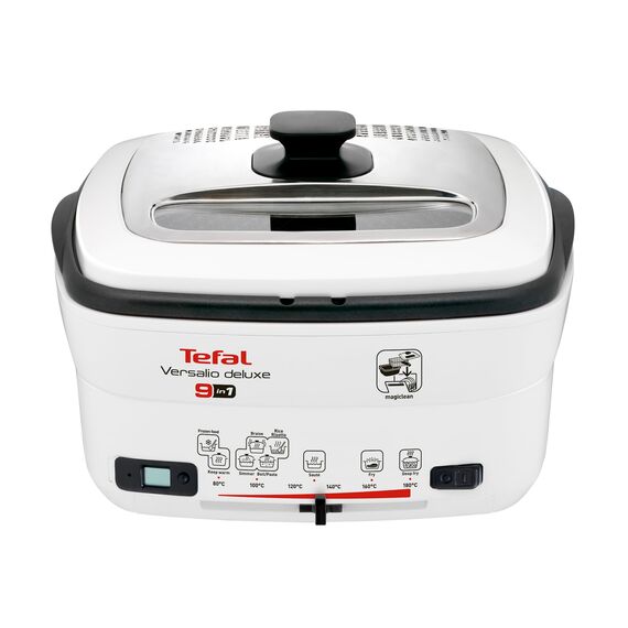 Tefal Multi-Funktions-Fritteuse Versalio Deluxe 9-In-1, Kapazität 1,3 Kg, Inkl. Pfannenwender, Braten, Frittieren, Köcheln, Regelbare Temperatur, Timer, weiß, FR4950