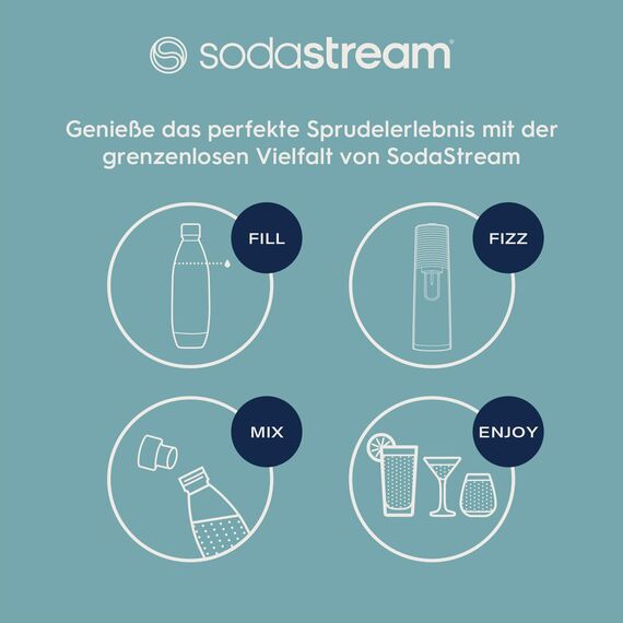 SodaStream Wassersprudler TERRA Vorteilspack mit CO2-Zylinder, 2x 1L spülmaschinenfeste Kunststoff-Flasche und 1x 0,5L spülmaschinenfeste Kunststoff-Flasche, Höhe 44cm, Schwarz