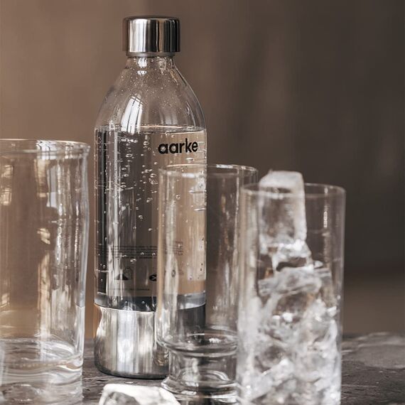 Aarke PET-Flasche für Wassersprudler Carbonator 3, BPA-frei mit Details in Edelstahl, 1000ml