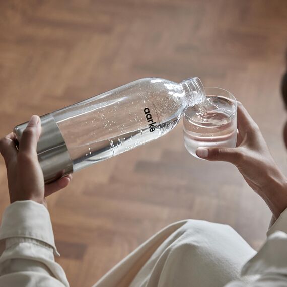 Aarke 2er-Pack PET-Flaschen für Wassersprudler Carbonator 3, BPA-frei mit Details in Edelstahl, 1000ml