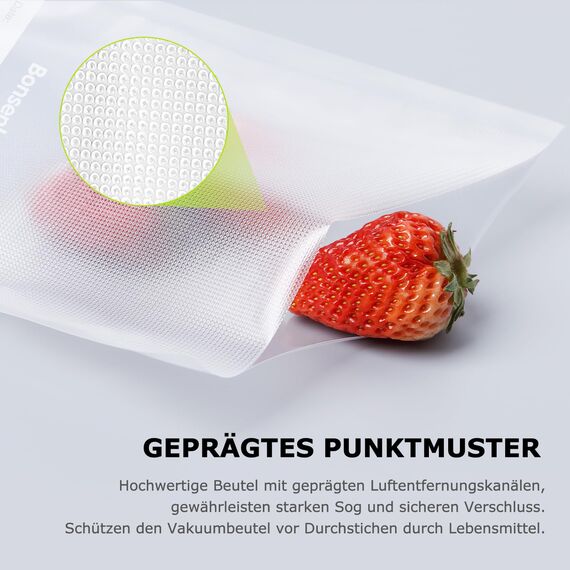 Bonsenkitchen Vakuumierbeutel 200 Beutel 20x30 cm, Profi-Folienbeutel für alle Vakuumiergerät, vakuumbeutel für lebensmittel, Sous Vide Gefrierbeutel, Einschweissbeutel, BPA-frei, VB3208