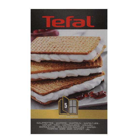 Tefal XA8005 Snack Collection Platte Waffeln/Gaufrettes Nummer 5| passend für Tefal SW85XX Snack Collection | Inklusive Rezeptbuch |praktische Aufbewahrungs-Box | Schwarz