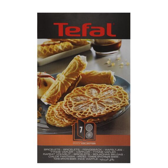 Tefal XA8007 Snack Collection Platte Feingebäck/Bricelets Nummer 7 | passend für Tefal SW85XX Snack Collection | Inklusive Rezeptbuch |praktische Aufbewahrungs-Box | Schwarz