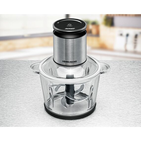 ROMMELSBACHER Multi Zerkleinerer MZ 800, 2,7 Liter Glasbehälter, 22-stufige Drehzahlregulierung, kraftvoller Motor, 9-flügeliges Edelstahl-Spezialmesser, Messerachse und Motorkupplung aus Edelstahl
