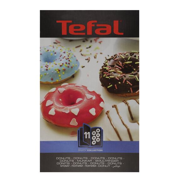 Tefal Platte Backform Donuts Nummer 11, passend für Tefal Snack Collection SW852, SW853, SW854, SW857 und Snack Time SW341, SW342, Rezepte, Aufbewahrungs-Box, spülmaschinengeeignet, schwarz, XA8011