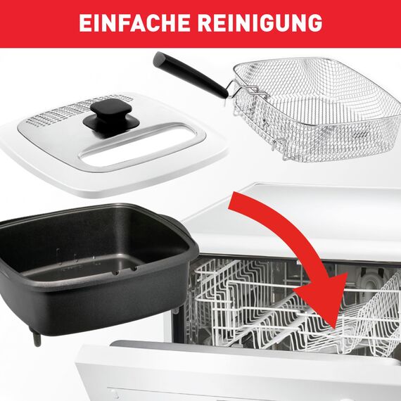 Tefal Multi-Funktions-Fritteuse Versalio Deluxe 9-In-1, Kapazität 1,3 Kg, Inkl. Pfannenwender, Braten, Frittieren, Köcheln, Regelbare Temperatur, Timer, weiß, FR4950