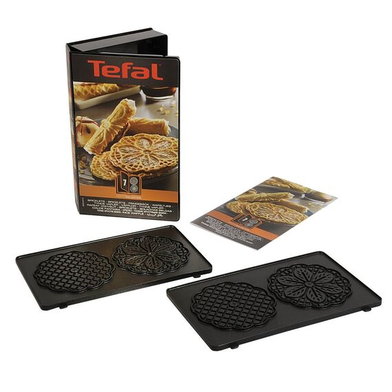 Tefal XA8007 Snack Collection Platte Feingebäck/Bricelets Nummer 7 | passend für Tefal SW85XX Snack Collection | Inklusive Rezeptbuch |praktische Aufbewahrungs-Box | Schwarz