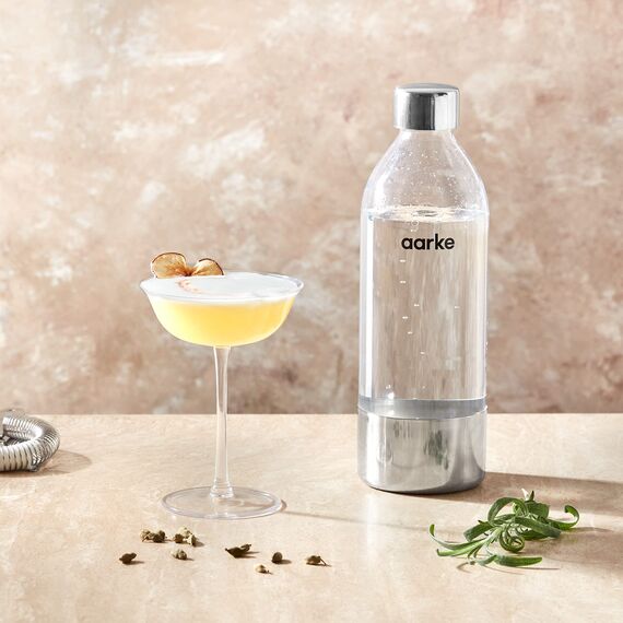 Aarke PET-Flasche für Wassersprudler Carbonator 3, BPA-frei mit Details in Edelstahl, 1000ml
