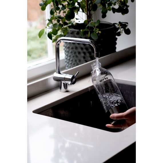 Aarke PET-Flasche für Wassersprudler Carbonator 3, BPA-frei mit Details in Edelstahl, 1000ml