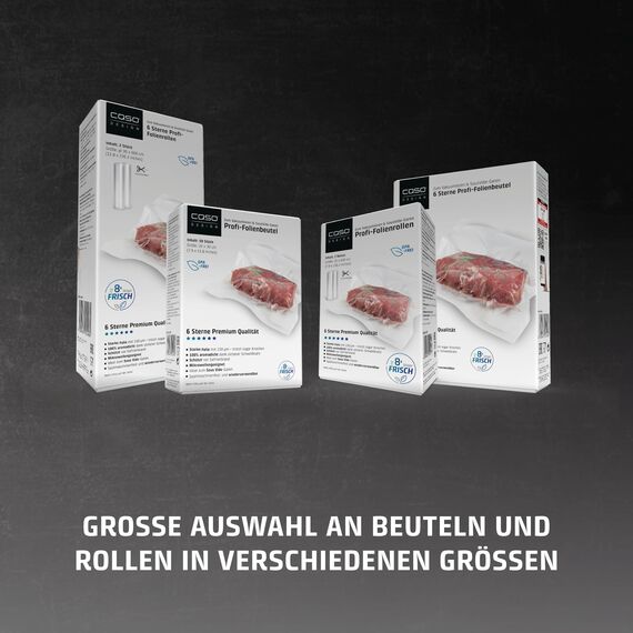 CASO 6 Sterne Profi-Folienbeutel 30x40 cm, 50 Beutel, Vakuumierbeutel für alle Vakuumierer, stark und reißfest ca.150 μm, Vakuumbeutel Lebensmittel Vakuumiergerät, BPA-frei, Klar