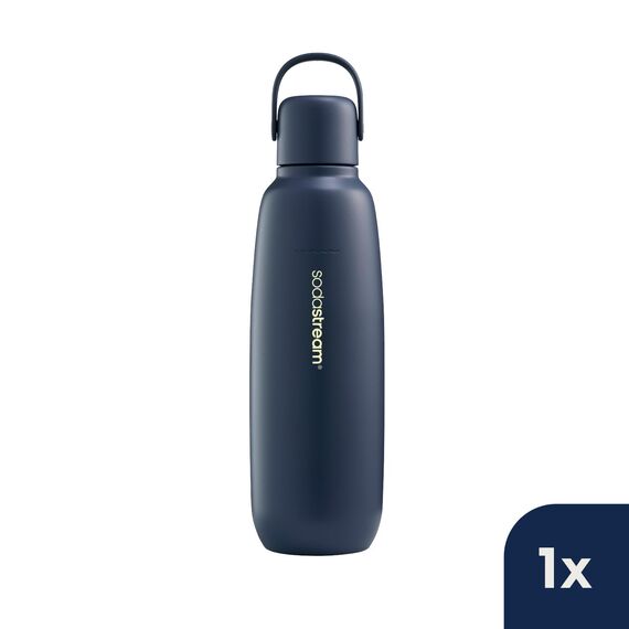 SodaStream 0,9L Fizz&go COOL Metallflasche Storm | Spülmaschinengeeignet | Kompatibel mit Duo, E-Duo, Terra UVM. | Hält bis zu 12 Stunden warm & kalt | BPA-frei | 1er-Pack