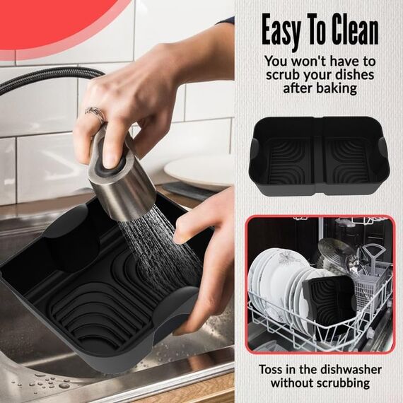 Höheres Ninja Heißluftfritteuse Zubehör für Ninja Foodi Flexdrawer 10,4 L AF500DE, COSORI Heißluftfritteuse Zubehör 10L Silikonform, Airfryer Zubehör für Ninja AF500EU AF500EUCP (3 Stück, Schwarz)