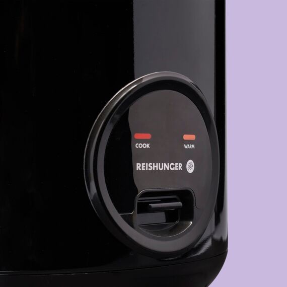 REISHUNGER Reiskocher & Dampfgarer mit Keramikbeschichtung - 1,2 L, Schwarz - Für 1-6 Personen - Schnelle Zubereitung ohne Anbrennen - Mit Warmhaltefunktion inkl. Dämpfeinsatz, Löffel & Messbecher