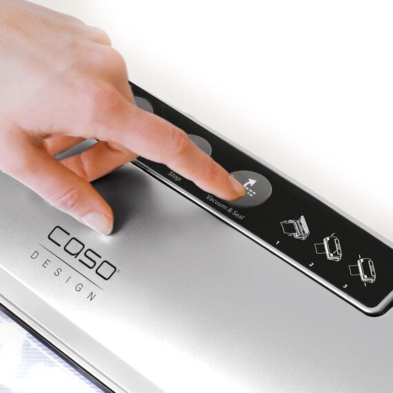 CASO VC15 Vakuumierer – Vakuumgerät, Testurteil Sehr Gut, Lebensmittel bleiben vakuumiert bis zu 8x länger frisch, separate Schweißfunktion, inkl. 10 gratis Profi- Folienbeutel