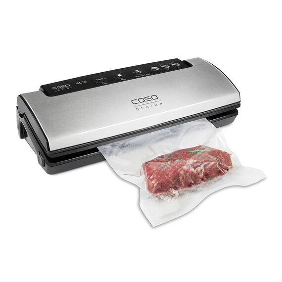 CASO VC15 Vakuumierer – Vakuumgerät, Testurteil Sehr Gut, Lebensmittel bleiben vakuumiert bis zu 8x länger frisch, separate Schweißfunktion, inkl. 10 gratis Profi- Folienbeutel