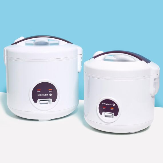 REISHUNGER Reiskocher & Dampfgarer mit Keramikbeschichtung - 1,2L, Weiß - für 1-6 Personen - Schnelle Zubereitung ohne Anbrennen - Mit Warmhaltefunktion inkl. Dämpfeinsatz, Löffel & Messbecher