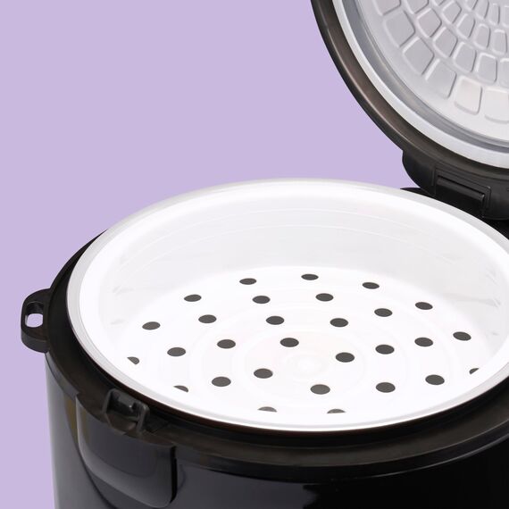 REISHUNGER Reiskocher & Dampfgarer mit Keramikbeschichtung - 1,2 L, Schwarz - Für 1-6 Personen - Schnelle Zubereitung ohne Anbrennen - Mit Warmhaltefunktion inkl. Dämpfeinsatz, Löffel & Messbecher