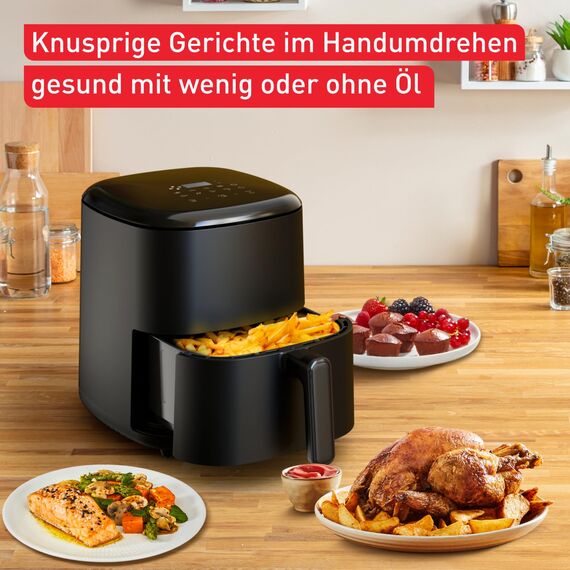 Tefal Easy Fry Max Heißluftfritteuse – 5-L-Airfryer, kompakt, für knusprige Pommes & saftiges Fleisch, mit wenig Öl, antihaftbeschichtet, spülmaschinenfester Korb, energiesparend, schwarz, EY2458