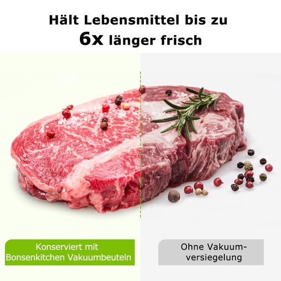 Bonsenkitchen Vakuumierbeutel 15x23cm, 50 Beutel Profi-Folienbeutel für alle Vakuumiergerät, Vakuumbeutel für lebensmittel, Sous Vide Gefrierbeutel, Einschweissbeutel, BPA-frei, VB30