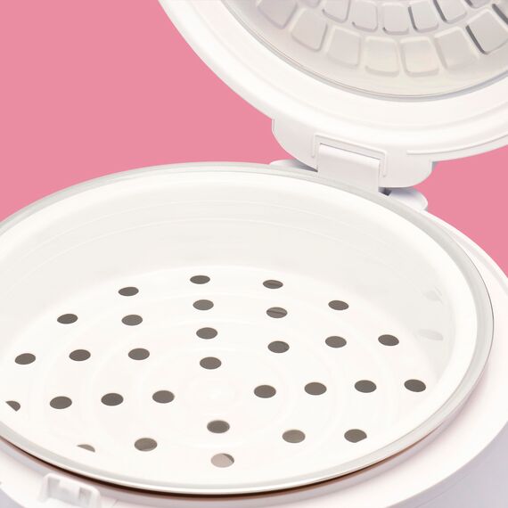 REISHUNGER Reiskocher & Dampfgarer mit Keramikbeschichtung, Weiß, 1,8L - bis zu 10 Portionen - Schnelle Zubereitung ohne Anbrennen - Mit Warmhaltefunktion inkl. Dämpfeinsatz, Löffel & Messbecher