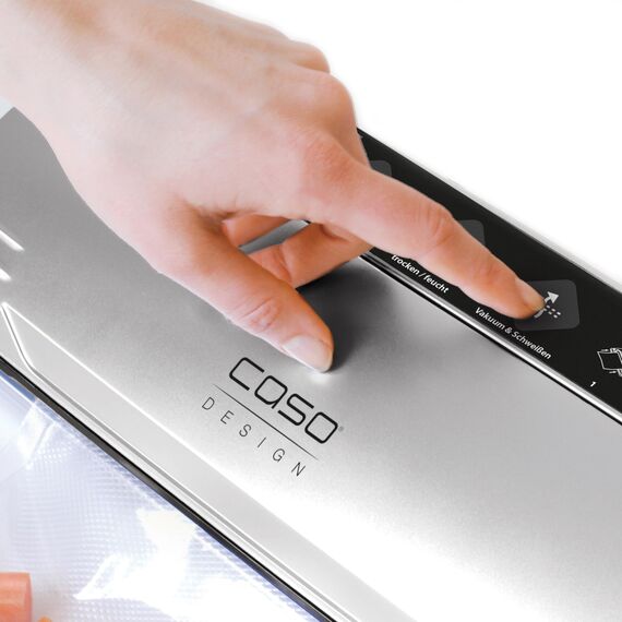 CASO VC15 Vakuumierer – Vakuumgerät, Testurteil Sehr Gut, Lebensmittel bleiben vakuumiert bis zu 8x länger frisch, separate Schweißfunktion, inkl. 10 gratis Profi- Folienbeutel