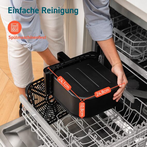 COSORI Airfryer, Heißluftfritteuse 6,2L mit Sichtfenster und Shake Reminder, 12-in-1 Heissluftfritteuse, Fritteuse 85 Prozent weniger Fett, 50 Rezepte, 55 Prozent energiesparend, einfache Reinigung