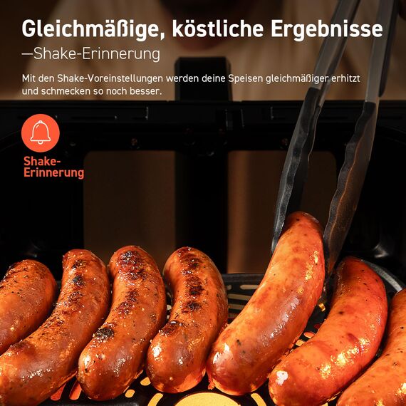 COSORI Airfryer, Heißluftfritteuse 6,2L mit Sichtfenster und Shake Reminder, 12-in-1 Heissluftfritteuse, Fritteuse 85 Prozent weniger Fett, 50 Rezepte, 55 Prozent energiesparend, einfache Reinigung
