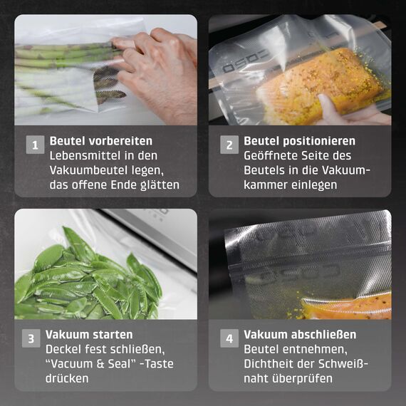 CASO VC10 Vakuumierer - Vakuumiergerät,Testurteil Sehr Gut, Lebensmittel bis zu 8x länger frisch, 30cm lange & stabile Schweißnaht, inkl. 10 Vakuumbeutel