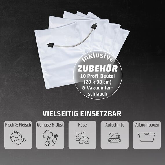 CASO VC10 Vakuumierer - Vakuumiergerät,Testurteil Sehr Gut, Lebensmittel bis zu 8x länger frisch, 30cm lange & stabile Schweißnaht, inkl. 10 Vakuumbeutel