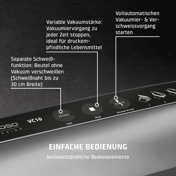 CASO VC 10 Plus Edition - Vakuumiergerät inkl. großem Zubehör Set, Testurteil Sehr Gut, Folienschweißgerät 30 cm Schweißnaht, variable Vakuumstärke, Vakuumpumpe 9 L/min