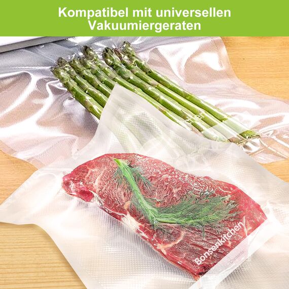 Bonsenkitchen Vakuumierbeutel 150 Beutel - 15x25 cm (50)+20x30 cm (50)+ 28x40 cm (50), für jede Größe Profi-Folienbeutel für alle Vakuumiergerät, vakuumbeutel für lebensmittel, BPA-frei, VB3215